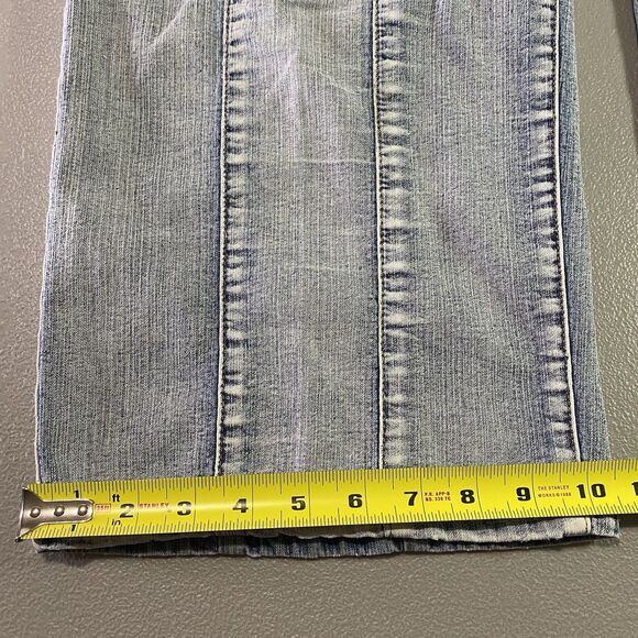 Vintage VISUAL By FEN X CHEN Jeans Y2K Wide Leg Capri Stone Wash Womens 16 Blue - Picture 8 of 9